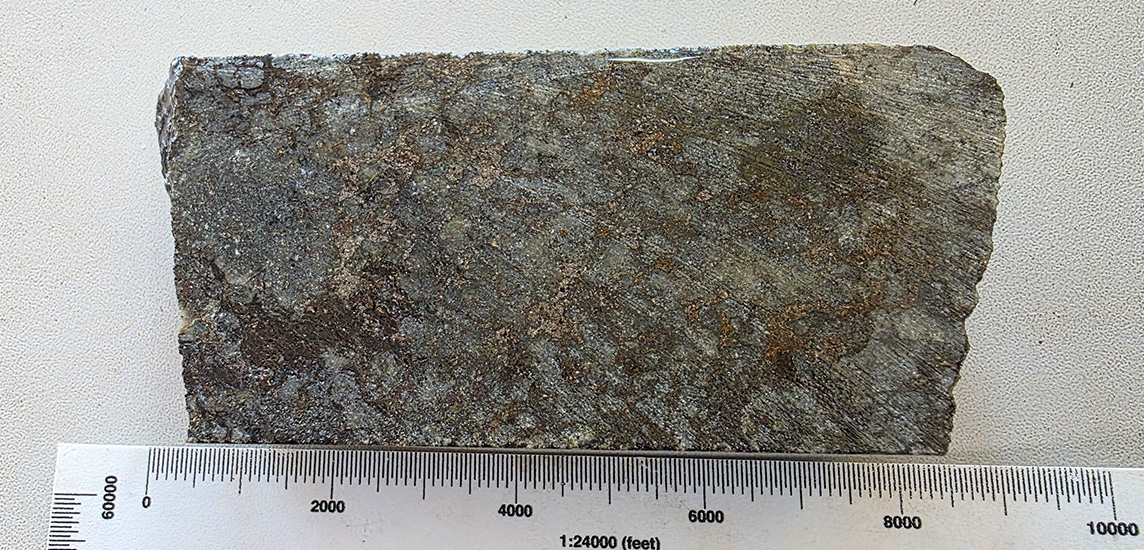 Drill core from hole SF_016 grading 7.24% Cu, 0.662 g/t Au and 16.8 g/t Ag